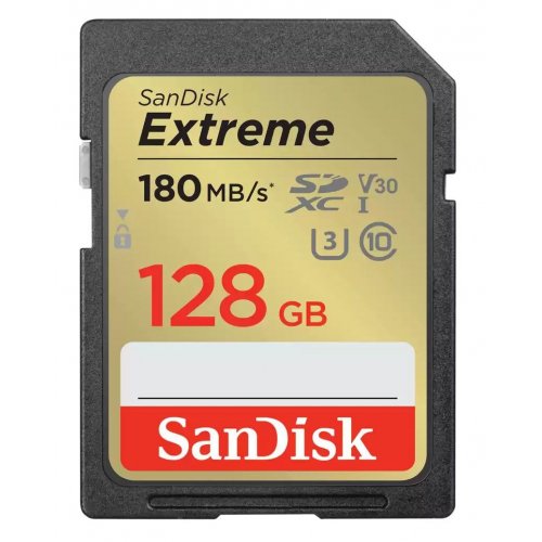 Карта памяти SanDisk SDXC Extreme 128GB Class 10 UHS-I V30 U3 (SDSDXVA-128G-GNCIN) купить в Украине: Киев, Днепр, Харьков, Одесса  | Низкая цена, отзывы, характеристики от TELEMART фото