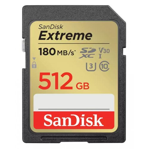 Карта памяти SanDisk SDXC Extreme 512GB Class 10 UHS-I V30 U3 (SDSDXVV-512G-GNCIN) купить в Украине: Киев, Днепр, Харьков, Одесса  | Низкая цена, отзывы, характеристики от TELEMART фото
