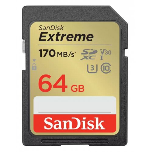 Карта памяти SanDisk SDXC Extreme 64GB Class 10 UHS-I V30 U3 (SDSDXV2-064G-GNCIN) купить в Украине: Киев, Днепр, Харьков, Одесса  | Низкая цена, отзывы, характеристики от TELEMART фото