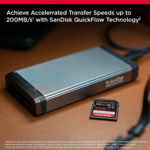 Карта памяти SanDisk SDXC Extreme Pro 256GB Class 10 UHS-I V30 U3 (SDSDXXD-256G-GN4IN) купить в Украине: Киев, Днепр, Харьков, Одесса  | Низкая цена, отзывы, характеристики от TELEMART фото