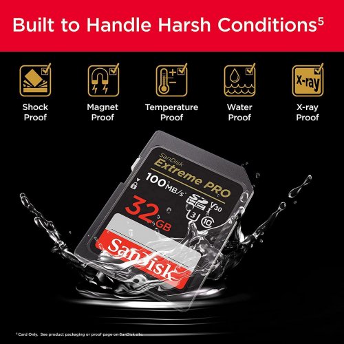 Карта памяти SanDisk SDHC Extreme Pro 32GB Class 10 UHS-I V30 U3 (SDSDXXO-032G-GN4IN) купить в Украине: Киев, Днепр, Харьков, Одесса  | Низкая цена, отзывы, характеристики от TELEMART фото