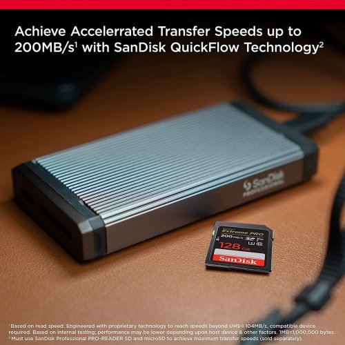 Карта памяти SanDisk SDXC Extreme Pro 128GB Class 10 UHS-I V30 U3 (SDSDXXD-128G-GN4IN) купить в Украине: Киев, Днепр, Харьков, Одесса  | Низкая цена, отзывы, характеристики от TELEMART фото