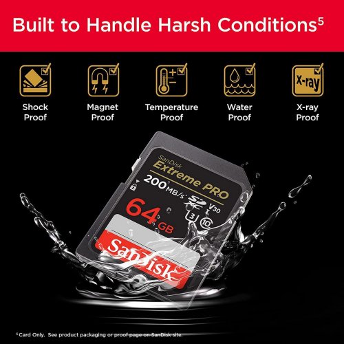 Карта памяти SanDisk SDXC Extreme Pro 64GB Class 10 UHS-I V30 U3 (SDSDXXU-064G-GN4IN) купить в Украине: Киев, Днепр, Харьков, Одесса  | Низкая цена, отзывы, характеристики от TELEMART фото