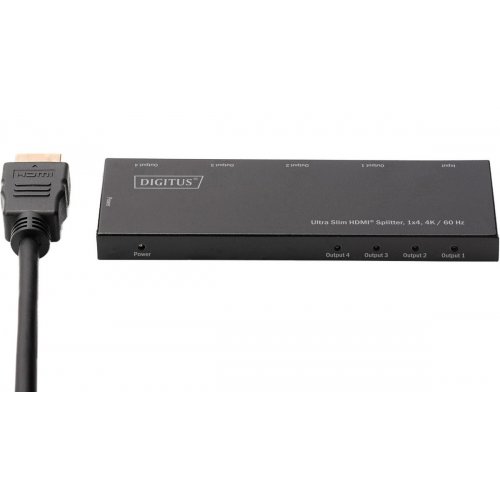 Разветвитель-сплиттер Digitus Ultra Slim HDMI 1 to 4 port 4K (DS-45323) Black купить в Украине: Киев, Днепр, Харьков, Одесса  | Низкая цена, отзывы, характеристики от TELEMART фото