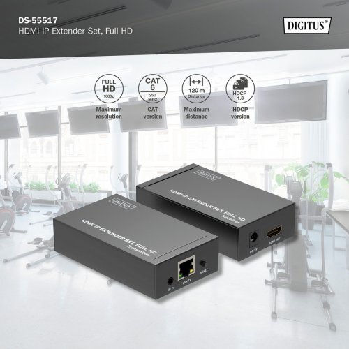 Подовжувач Digitus HDMI Extender Set (DS-55517) Black купити в Україні: Київ, Львів, Хмельницький, Тернопіль, Івано-Франківськ | Низька ціна, відгуки, характеристики від TELEMART фото