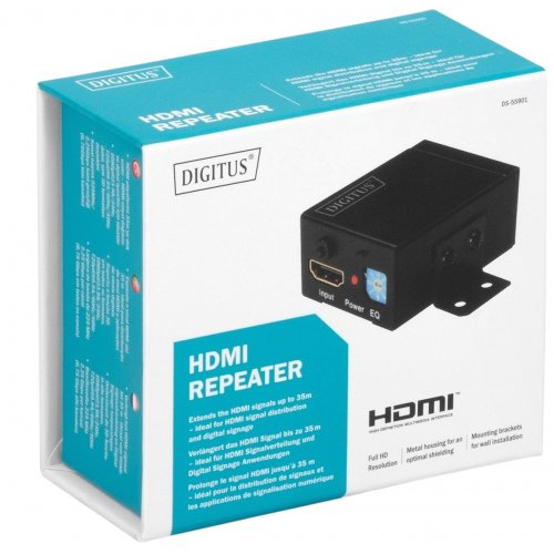 Повторитель Digitus HDMI Repeater Full HD (DS-55901) Black купить в Украине: Киев, Днепр, Харьков, Одесса  | Низкая цена, отзывы, характеристики от TELEMART фото