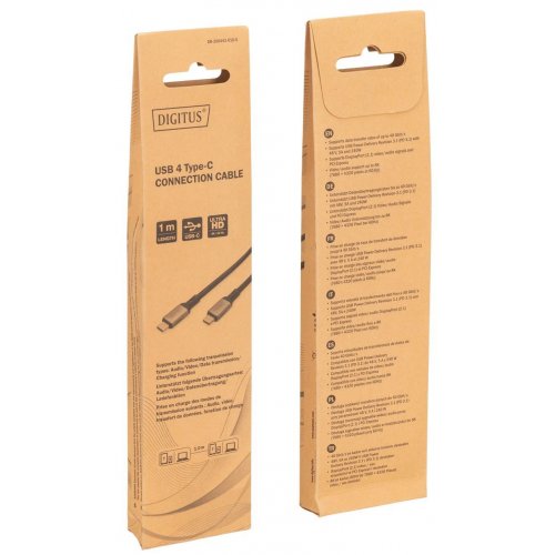 Кабель Digitus USB 4.0 Type-C to USB Type-C 1m (DB-300443-010-S) Black купить в Украине: Киев, Днепр, Харьков, Одесса  | Низкая цена, отзывы, характеристики от TELEMART фото