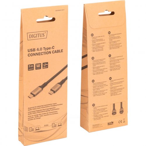 Кабель Digitus USB 4.0 Type-C to USB Type-C 3m (DB-300443-030-S) Black купить в Украине: Киев, Днепр, Харьков, Одесса  | Низкая цена, отзывы, характеристики от TELEMART фото