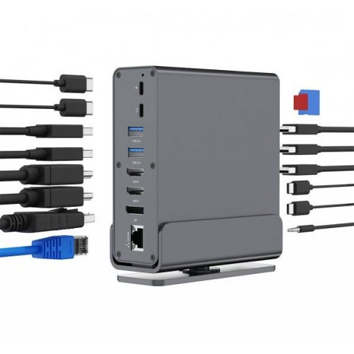 USB-хаб Cablexpert USB Type-C 15 in 1 (A-CF-COMBO15-01) Grey купить в Украине: Киев, Днепр, Харьков, Одесса  | Низкая цена, отзывы, характеристики от TELEMART фото