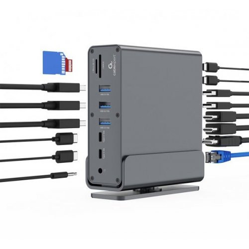 USB-хаб Cablexpert USB Type-C 15 in 1 (A-CF-COMBO15-01) Grey купить в Украине: Киев, Днепр, Харьков, Одесса  | Низкая цена, отзывы, характеристики от TELEMART фото