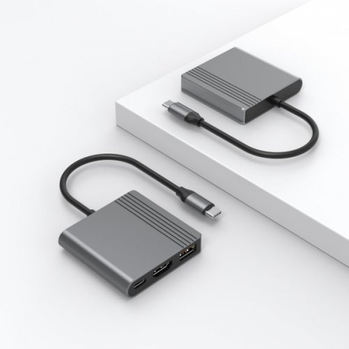 USB-хаб Cablexpert USB Type-C 3 in 1 (A-CM-COMBO3-05) Grey купить в Украине: Киев, Днепр, Харьков, Одесса  | Низкая цена, отзывы, характеристики от TELEMART фото