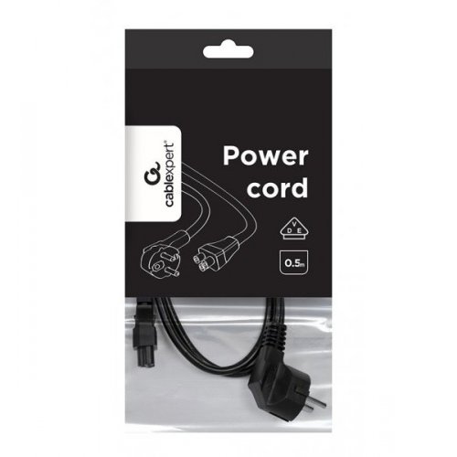 Кабель Cablexpert CEE7/7 - C5 0.5m (PC-186-ML12-0.5M) Black купити в Україні: Київ, Львів, Хмельницький, Тернопіль, Івано-Франківськ | Низька ціна, відгуки, характеристики від TELEMART фото