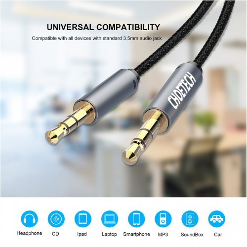 Кабель Choetech 3.5mm to 3.5mm 1.2m (AUX002) купить в Украине: Киев, Днепр, Харьков, Одесса  | Низкая цена, отзывы, характеристики от TELEMART фото