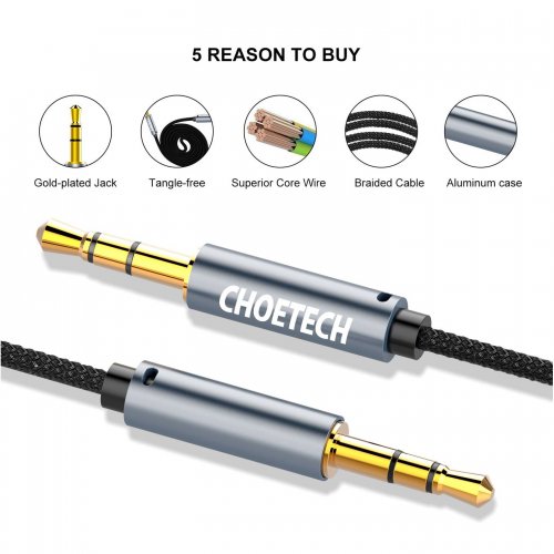 Кабель Choetech 3.5mm to 3.5mm 1.2m (AUX002) купить в Украине: Киев, Днепр, Харьков, Одесса  | Низкая цена, отзывы, характеристики от TELEMART фото