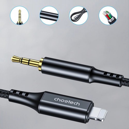 Кабель Choetech Lightning to 3.5mm 2m (AUX009) купить в Украине: Киев, Днепр, Харьков, Одесса  | Низкая цена, отзывы, характеристики от TELEMART фото
