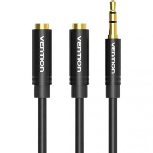Кабель Vention 3.5mm to 2 x 3.5mm 0.3m (BBSBY) Black купить в Украине: Киев, Днепр, Харьков, Одесса  | Низкая цена, отзывы, характеристики от TELEMART фото