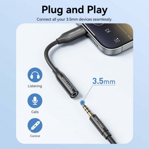 Адаптер Vention USB Type-C to 3.5mm (BIIBA) Black купить в Украине: Киев, Днепр, Харьков, Одесса  | Низкая цена, отзывы, характеристики от TELEMART фото