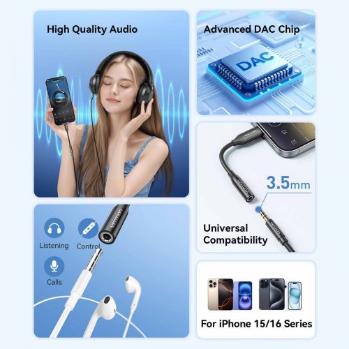 Адаптер Vention USB Type-C to 3.5mm (BIIBA) Black купить в Украине: Киев, Днепр, Харьков, Одесса  | Низкая цена, отзывы, характеристики от TELEMART фото