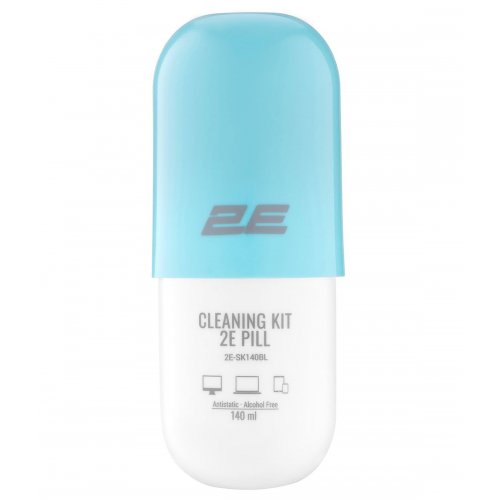 Набір для чищення 2E PILL Cleaning Kit for Office Equipment 140ml + Cloth 20cm (2E-SK140BL) White/Blue купити в Україні: Київ, Львів, Хмельницький, Тернопіль, Івано-Франківськ | Низька ціна, відгуки, характеристики від TELEMART фото