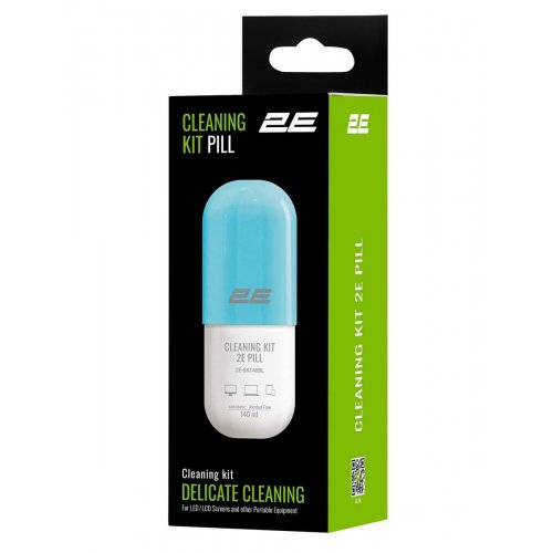 Набір для чищення 2E PILL Cleaning Kit for Office Equipment 140ml + Cloth 20cm (2E-SK140BL) White/Blue купити в Україні: Київ, Львів, Хмельницький, Тернопіль, Івано-Франківськ | Низька ціна, відгуки, характеристики від TELEMART фото