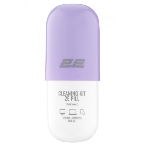 Набір для чищення 2E PILL Cleaning Kit for Office Equipment 140ml + Cloth 20cm (2E-SK140LC) White/Violet купити в Україні: Київ, Львів, Хмельницький, Тернопіль, Івано-Франківськ | Низька ціна, відгуки, характеристики від TELEMART фото