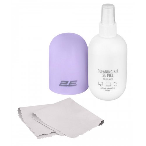 Набір для чищення 2E PILL Cleaning Kit for Office Equipment 140ml + Cloth 20cm (2E-SK140LC) White/Violet купити в Україні: Київ, Львів, Хмельницький, Тернопіль, Івано-Франківськ | Низька ціна, відгуки, характеристики від TELEMART фото