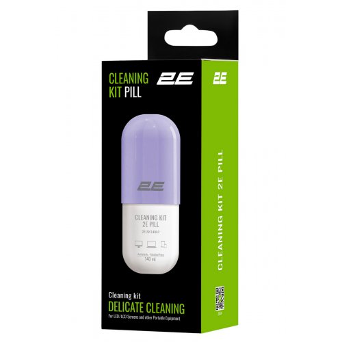 Набір для чищення 2E PILL Cleaning Kit for Office Equipment 140ml + Cloth 20cm (2E-SK140LC) White/Violet купити в Україні: Київ, Львів, Хмельницький, Тернопіль, Івано-Франківськ | Низька ціна, відгуки, характеристики від TELEMART фото
