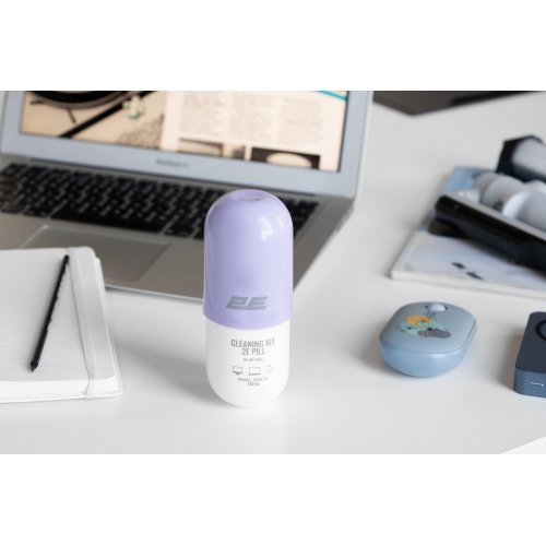 Набір для чищення 2E PILL Cleaning Kit for Office Equipment 140ml + Cloth 20cm (2E-SK140LC) White/Violet купити в Україні: Київ, Львів, Хмельницький, Тернопіль, Івано-Франківськ | Низька ціна, відгуки, характеристики від TELEMART фото