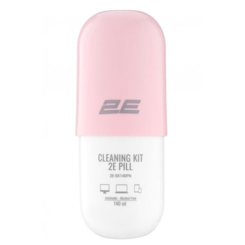 Набір для чищення 2E PILL Cleaning Kit for Office Equipment 140ml + Cloth 20cm (2E-SK140PN) White/Pink купити в Україні: Київ, Львів, Хмельницький, Тернопіль, Івано-Франківськ | Низька ціна, відгуки, характеристики від TELEMART фото
