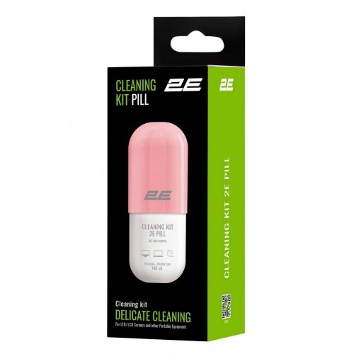 Набір для чищення 2E PILL Cleaning Kit for Office Equipment 140ml + Cloth 20cm (2E-SK140PN) White/Pink купити в Україні: Київ, Львів, Хмельницький, Тернопіль, Івано-Франківськ | Низька ціна, відгуки, характеристики від TELEMART фото