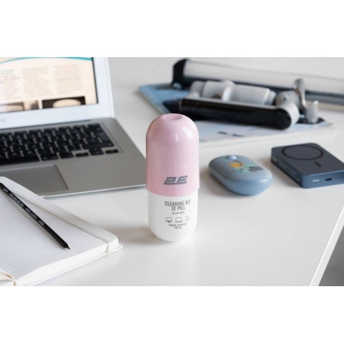 Набір для чищення 2E PILL Cleaning Kit for Office Equipment 140ml + Cloth 20cm (2E-SK140PN) White/Pink купити в Україні: Київ, Львів, Хмельницький, Тернопіль, Івано-Франківськ | Низька ціна, відгуки, характеристики від TELEMART фото