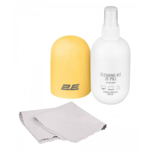Набір для чищення 2E PILL Cleaning Kit for Office Equipment 140ml + Cloth 20cm (2E-SK140YW) White/Yellow купити в Україні: Київ, Львів, Хмельницький, Тернопіль, Івано-Франківськ | Низька ціна, відгуки, характеристики від TELEMART фото