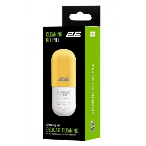 Набір для чищення 2E PILL Cleaning Kit for Office Equipment 140ml + Cloth 20cm (2E-SK140YW) White/Yellow купити в Україні: Київ, Львів, Хмельницький, Тернопіль, Івано-Франківськ | Низька ціна, відгуки, характеристики від TELEMART фото