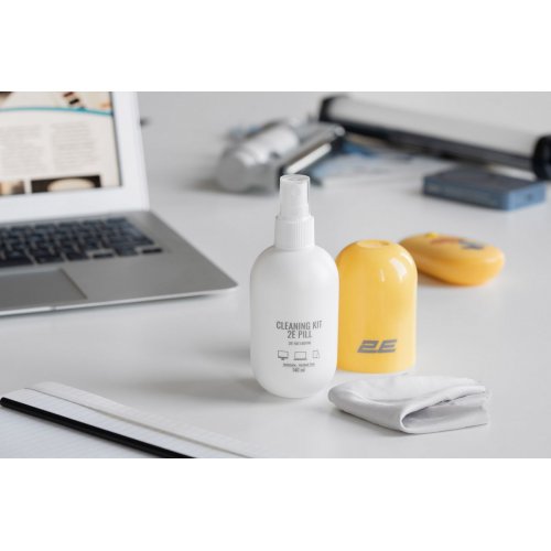 Набір для чищення 2E PILL Cleaning Kit for Office Equipment 140ml + Cloth 20cm (2E-SK140YW) White/Yellow купити в Україні: Київ, Львів, Хмельницький, Тернопіль, Івано-Франківськ | Низька ціна, відгуки, характеристики від TELEMART фото