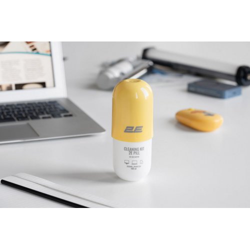 Набір для чищення 2E PILL Cleaning Kit for Office Equipment 140ml + Cloth 20cm (2E-SK140YW) White/Yellow купити в Україні: Київ, Львів, Хмельницький, Тернопіль, Івано-Франківськ | Низька ціна, відгуки, характеристики від TELEMART фото