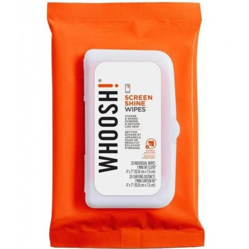 Серветки для очищення екрану Whoosh! Screen Cleaning Wipes 20 pcs + Microfiber Cloth 14 x 14cm (1FG20WPENFR) купити в Україні: Київ, Львів, Хмельницький, Тернопіль, Івано-Франківськ | Низька ціна, відгуки, характеристики від TELEMART фото