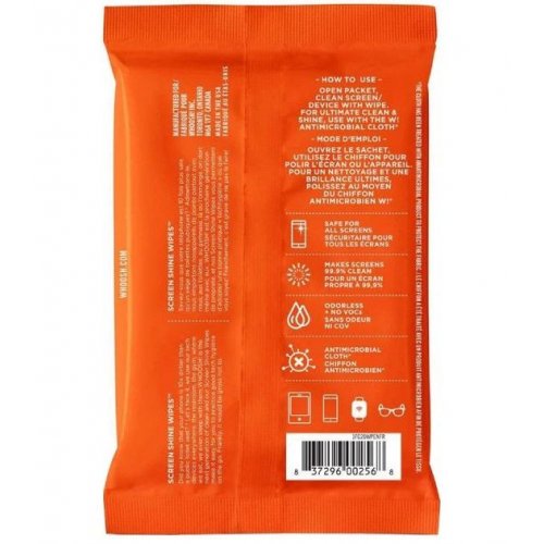 Серветки для очищення екрану Whoosh! Screen Cleaning Wipes 20 pcs + Microfiber Cloth 14 x 14cm (1FG20WPENFR) купити в Україні: Київ, Львів, Хмельницький, Тернопіль, Івано-Франківськ | Низька ціна, відгуки, характеристики від TELEMART фото