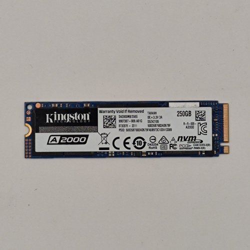 Ssd-диск Kingston A2000 3D NAND 250GB M.2 (2280 PCI-E) NVMe x4 (SA2000M8/250G) (Відновлено продавцем, 880685) купити в Україні: Київ, Львів, Хмельницький, Тернопіль, Івано-Франківськ | Перевірка сумісності, низька ціна, відгуки, характеристики від TELEMART фото