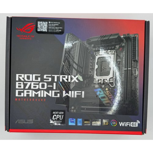 Материнська плата Asus ROG STRIX B760-I GAMING WIFI (s1700, Intel B760) (Відновлено продавцем, 880845) купити в Україні: Київ, Львів, Хмельницький, Тернопіль, Івано-Франківськ | Перевірка сумісності, низька ціна, відгуки, характеристики від TELEMART фото