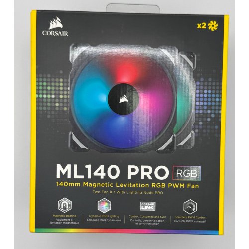Кулер для корпуса Corsair ML140 RGB LED Premium Magnetic Levitation Twin Pack (CO-9050078-WW) (Відновлено продавцем, 880855) купити в Україні: Київ, Львів, Хмельницький, Тернопіль, Івано-Франківськ | Перевірка сумісності, низька ціна, відгуки, характеристики від TELEMART фото