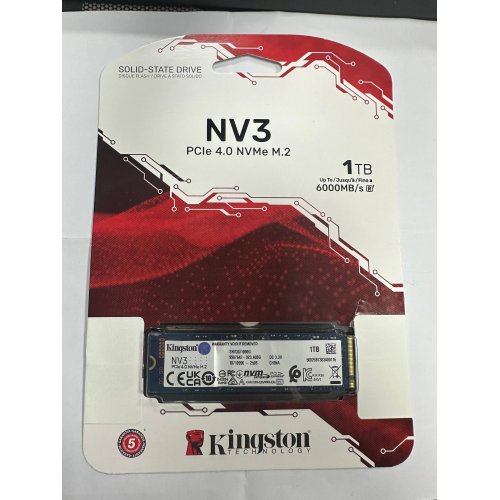 Уценка ssd-диск Kingston NV3 3D NAND 1TB M.2 (2280 PCI-E) NVMe x4 (SNV3S/1000G) (Следы использования, 880893) купить в Украине: Киев, Днепр, Харьков, Одесса  | Проверка совместимости, низкая цена, отзывы, характеристики от TELEMART фото