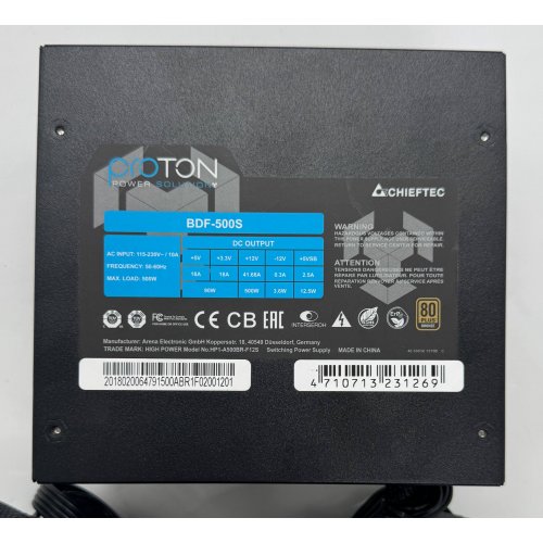 Блок живлення CHIEFTEC Proton 500W (BDF-500S) (Відновлено продавцем, 880904) купити в Україні: Київ, Львів, Хмельницький, Тернопіль, Івано-Франківськ | Перевірка сумісності, низька ціна, відгуки, характеристики від TELEMART фото
