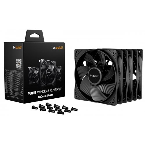 Уценка набор кулеров для корпуса Be Quiet! Pure Wings 3 120mm PWM Reverse Triple-Pack (BL137) Black (Вскрытая упаковка, 880982) купить в Украине: Киев, Днепр, Харьков, Одесса  | Проверка совместимости, низкая цена, отзывы, характеристики от TELEMART фото
