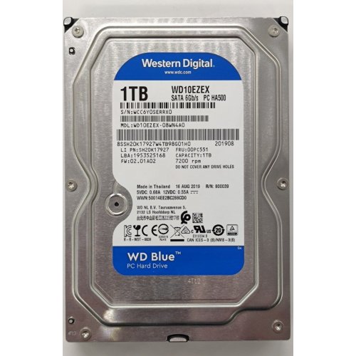 Жорсткий диск Western Digital Blue 1TB 64MB 3.5" (WD10EZEX) (Відновлено продавцем, 881162) купити в Україні: Київ, Львів, Хмельницький, Тернопіль, Івано-Франківськ | Перевірка сумісності, низька ціна, відгуки, характеристики від TELEMART фото