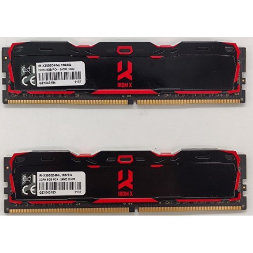Озп GoodRAM DDR4 16GB (2x8GB) 3000Mhz IRDM X Black (IR-X3000D464L16S/16GDC) (Відновлено продавцем, 881399) купити в Україні: Київ, Львів, Хмельницький, Тернопіль, Івано-Франківськ | Перевірка сумісності, низька ціна, відгуки, характеристики від TELEMART фото