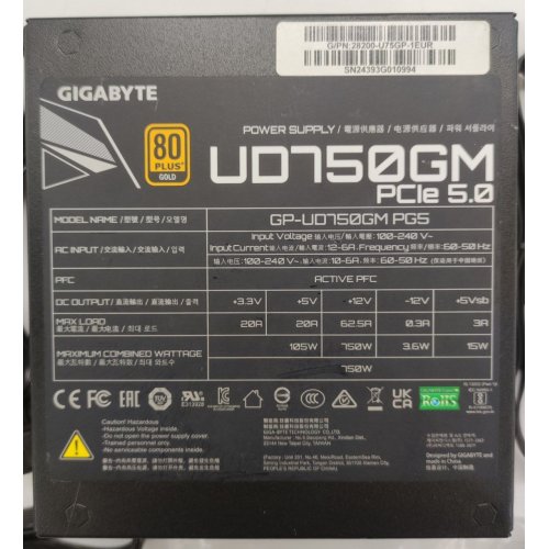 Блок питания Gigabyte UD750GM PG5W 750W (GP-UD750GM-PG5) (Восстановлено продавцом, 881413) купить в Украине: Киев, Днепр, Харьков, Одесса  | Проверка совместимости, низкая цена, отзывы, характеристики от TELEMART фото