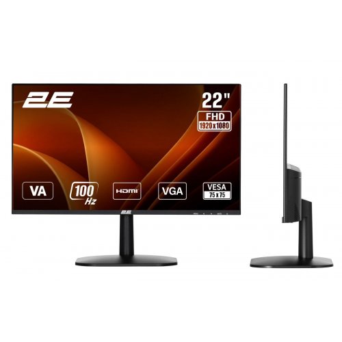 Монитор 2E 21.5" A2225B (2E-A2225B-01.EU) Black купить в Украине: Киев, Днепр, Харьков, Одесса  | Низкая цена, отзывы, характеристики от TELEMART фото