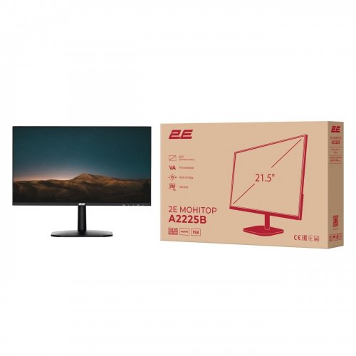 Монитор 2E 21.5" A2225B (2E-A2225B-01.EU) Black купить в Украине: Киев, Днепр, Харьков, Одесса  | Низкая цена, отзывы, характеристики от TELEMART фото