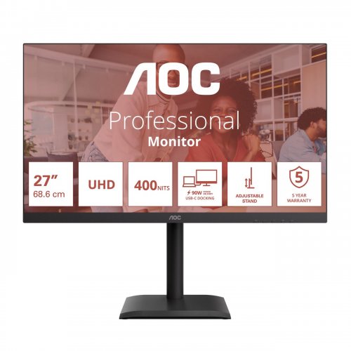 Монитор AOC 27" U27E4CV Black купить в Украине: Киев, Днепр, Харьков, Одесса  | Низкая цена, отзывы, характеристики от TELEMART фото
