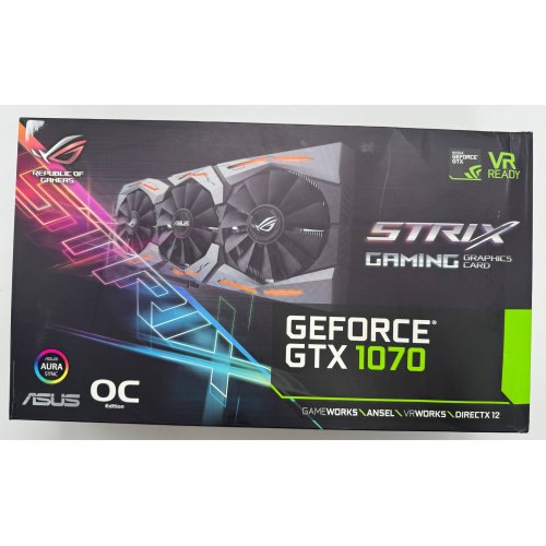 Відеокарта Asus ROG GeForce GTX 1070 STRIX OC 8192MB (STRIX-GTX1070-O8G-GAMING) (Відновлено продавцем, 881605) купити в Україні: Київ, Львів, Хмельницький, Тернопіль, Івано-Франківськ | Перевірка сумісності, низька ціна, відгуки, характеристики від TELEMART фото
